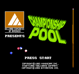 Championship Pool (USA) Title Screen